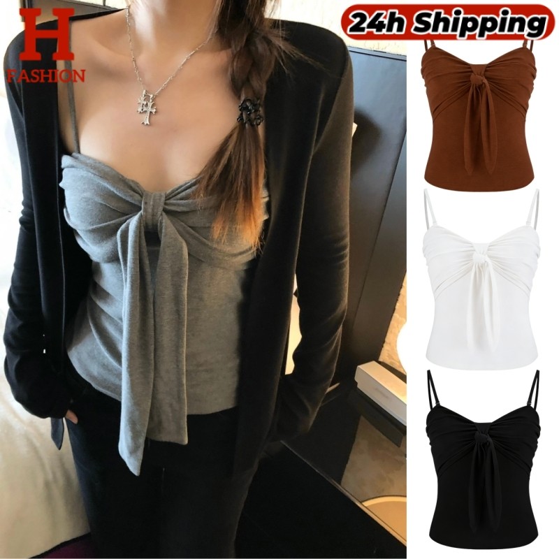 HOT 'พร้อมส่ง' เสื้อสายเดี่ยว มีฟองน้ำ แถมเชือก สายปรับได้ ยืดตามตัว ใส่สบาย FY6172