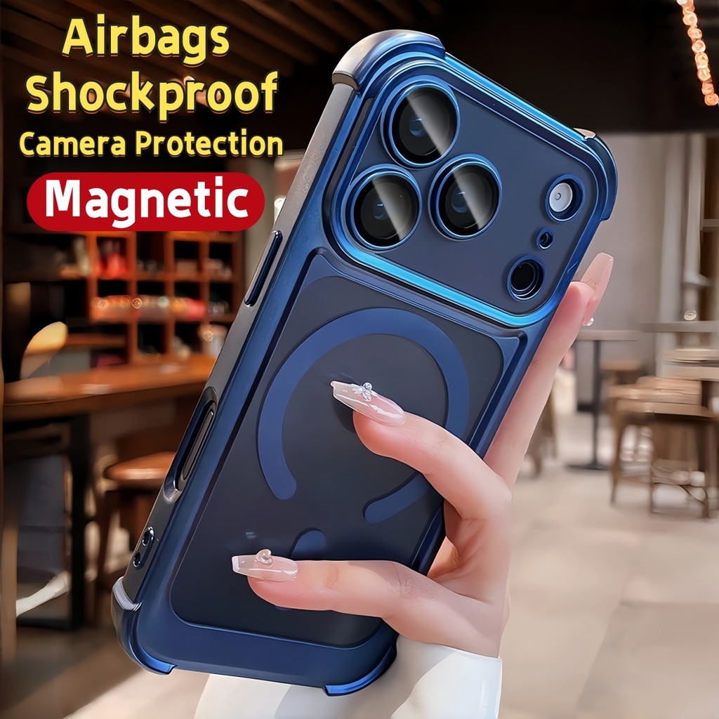 หรูหราเคลือบชุบป้องกันกล้องแม่เหล็กเคสโทรศัพท์สําหรับ ไอโฟน 17 16 15 14 13 มือโปร สูงสุด พร้อมฝาครอบเลนส์ซิลิโคนใสปลอกนุ่ม