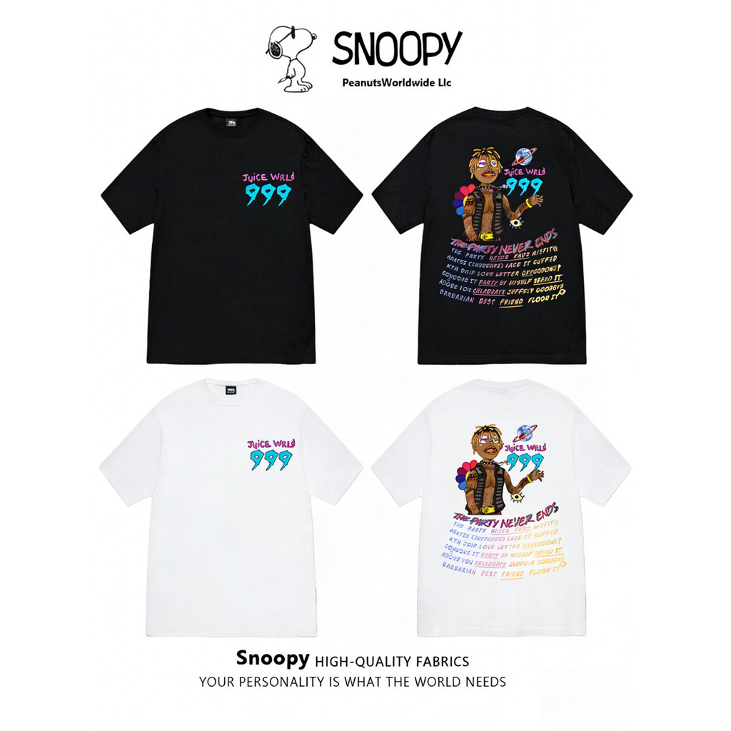 เสื้อยืดพิมพ์ลาย Juice WRLD Party Never End ผ้าฝ้ายสำหรับทุกเพศ
