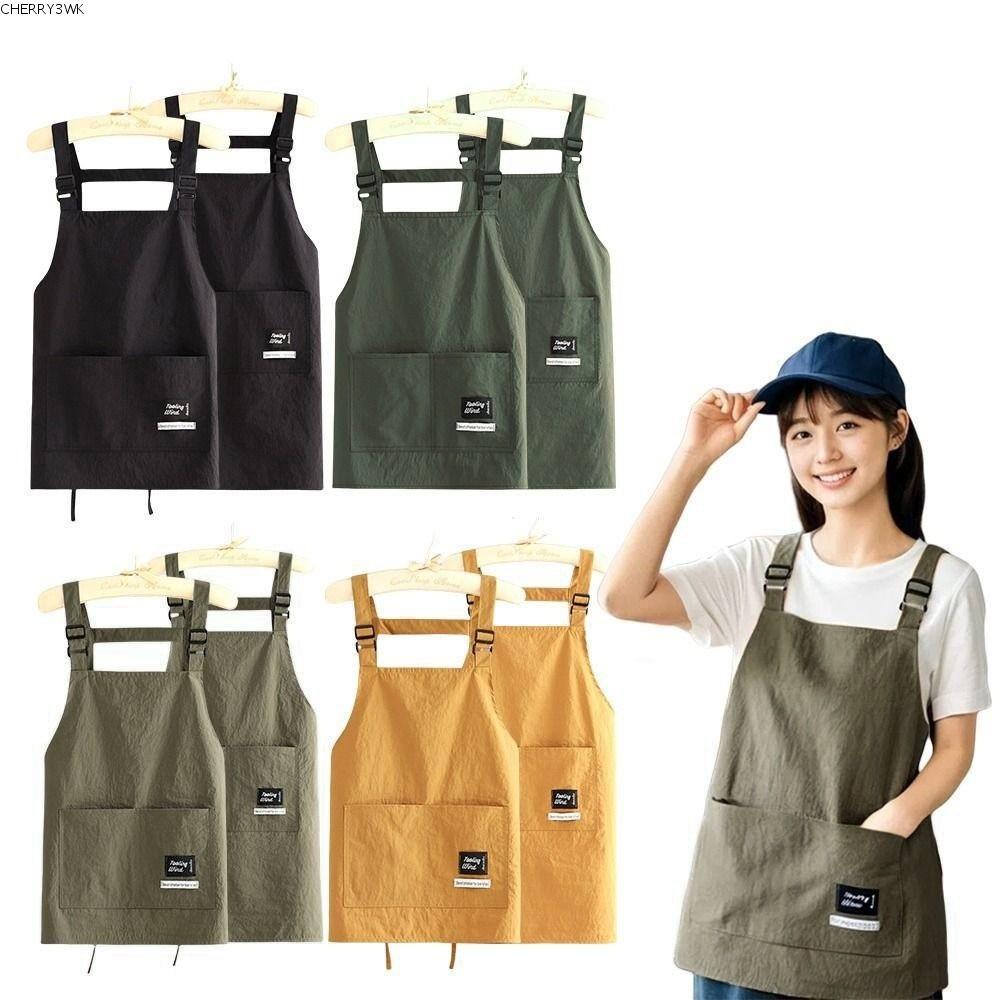 19VJKEPSHOP ผ้ากันเปื้อนทําอาหาร,ผ้ากันเปื้อนตัดผมมืออาชีพกันน้ํา,2ขนาดระบายอากาศขนาดใหญ่กระเป๋าเสื้อผ้าทํางานสําหรับทําผม