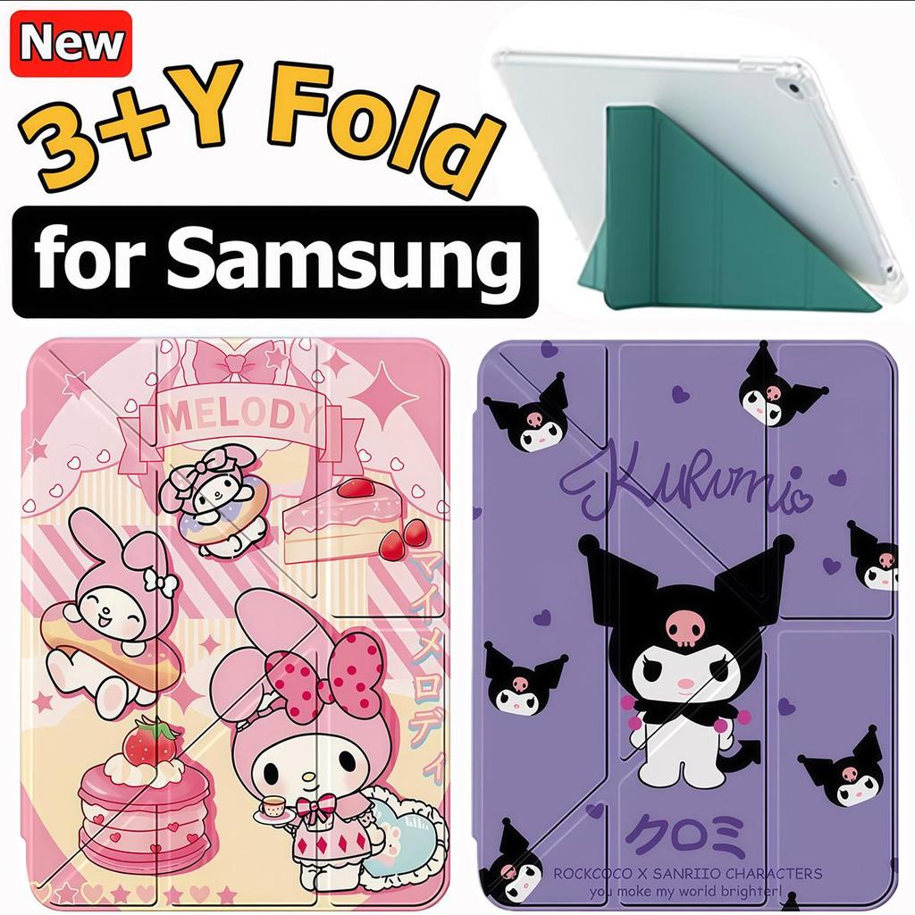 ประเภท Y เคสฝาพับ for Samsung Galaxy Tab S6lite S7 S8 S9 S10 S7FE S9FE S9FE A8 A9 A11 A9+ for เคส Samsung Galaxy Tab S8 + S7+ S9+ S10lite S10fe A11+ Kuromi for Samsung case for เคสฝาพับ Samsung