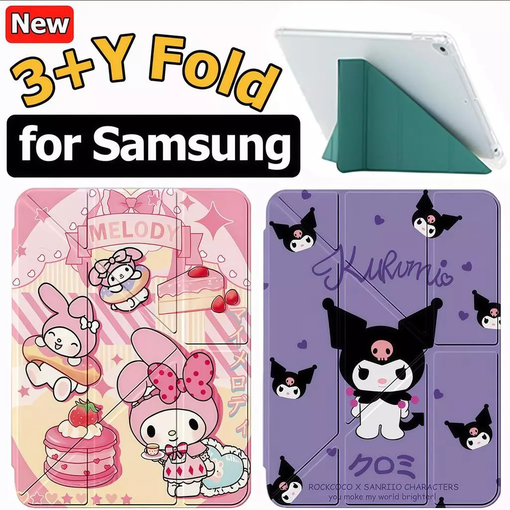 ประเภท Y เคสฝาพับ for Samsung Galaxy Tab S6lite S7 S8 S9 S10 S7FE S9FE S9FE A8 A9 A11 A9+ for เคส Samsung Galaxy Tab S8 + S7+ S9+ S10lite S10fe A11+ Kuromi for Samsung case for เคสฝาพับ Samsung