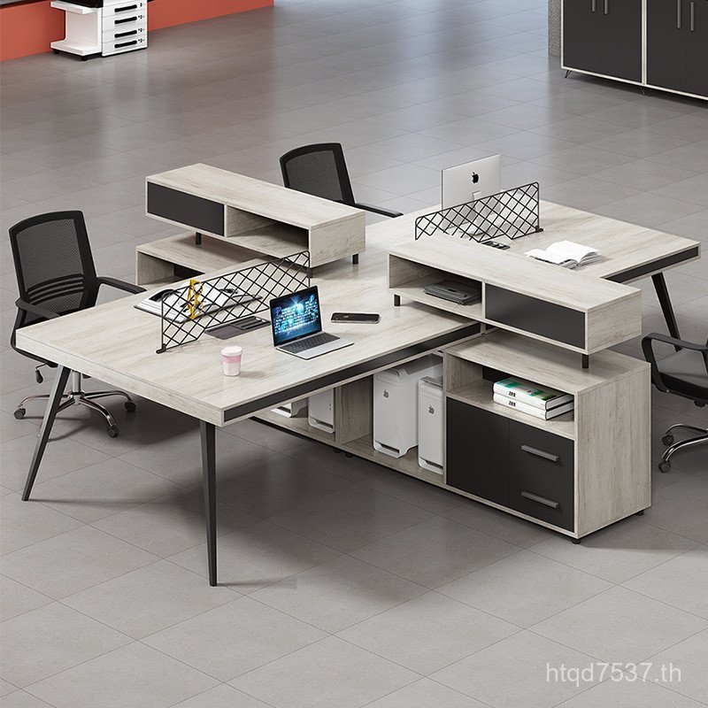 Simple 4 Four-Person Combination ตารางโต๊ะเก้าอี้โต๊ะ Double-Person โมเดิร์น 6-Person Office Staff ผ