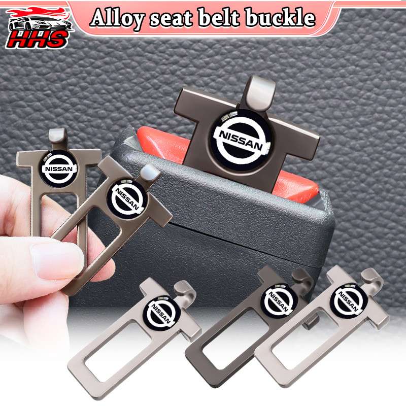 1/2pcs Nissan รถที่นั่งเข็มขัดหัวเข็มขัดสังกะสีวัสดุความปลอดภัยเข็มขัดนาฬิกาปลุก Silencer ใส่ Hook D