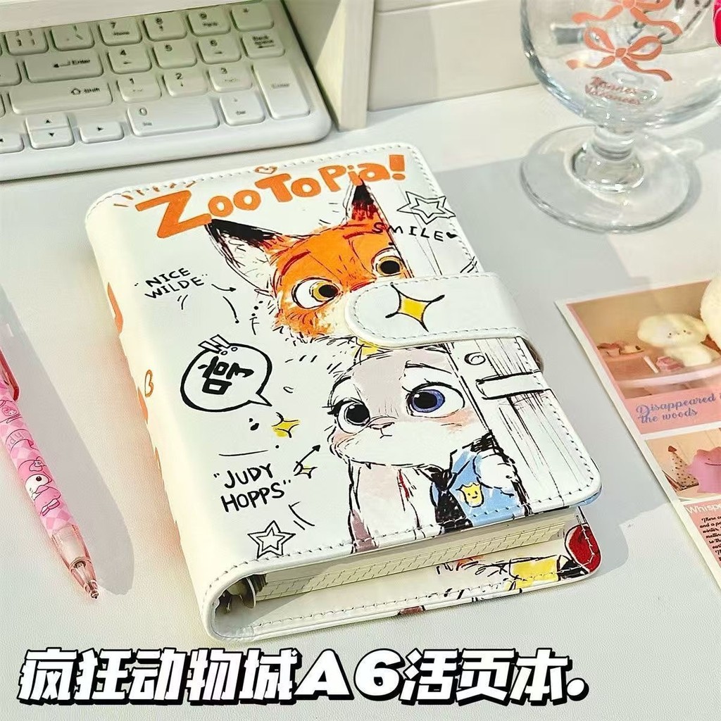 A6 หนังนุ่มแม่เหล็กหนังสือหลวมน่ารัก Fox กระต่ายสีขาวแมวการ์ตูนคู่มือนักเรียนมูลค่าสูงโน้ตบุ๊คแบบพกพา