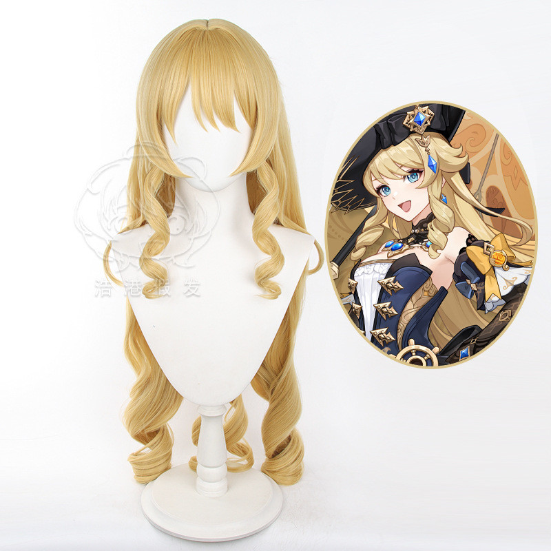 Misscoo Cosplay ตัวละคร Fontaine Navia จาก Genshin Impact วิกผมยาวลายลินินสังเคราะห์