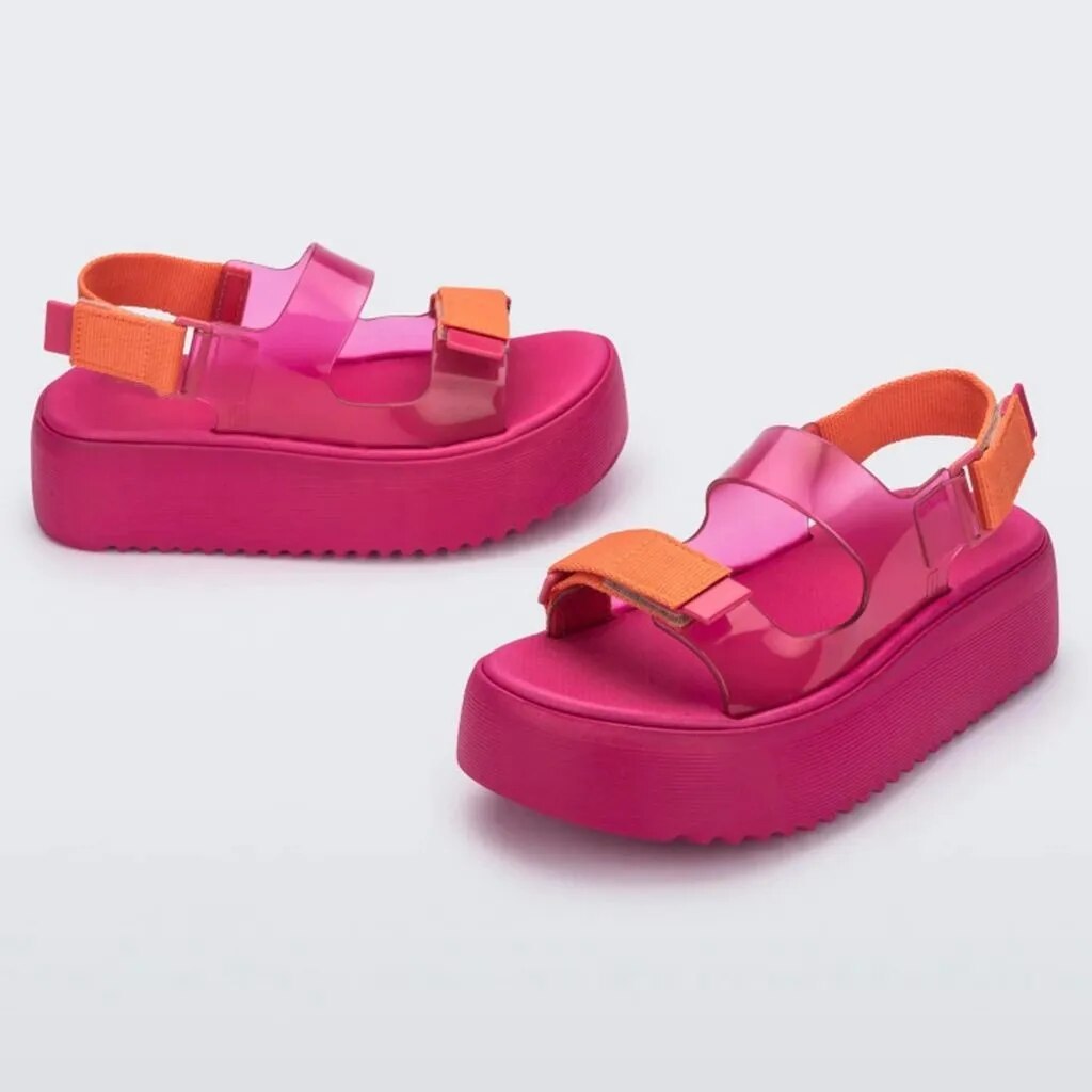Summer Melissa Muffin Thick Sole Sandals Women's Casual Sports Shoes Candy Color Leopard Print Brave