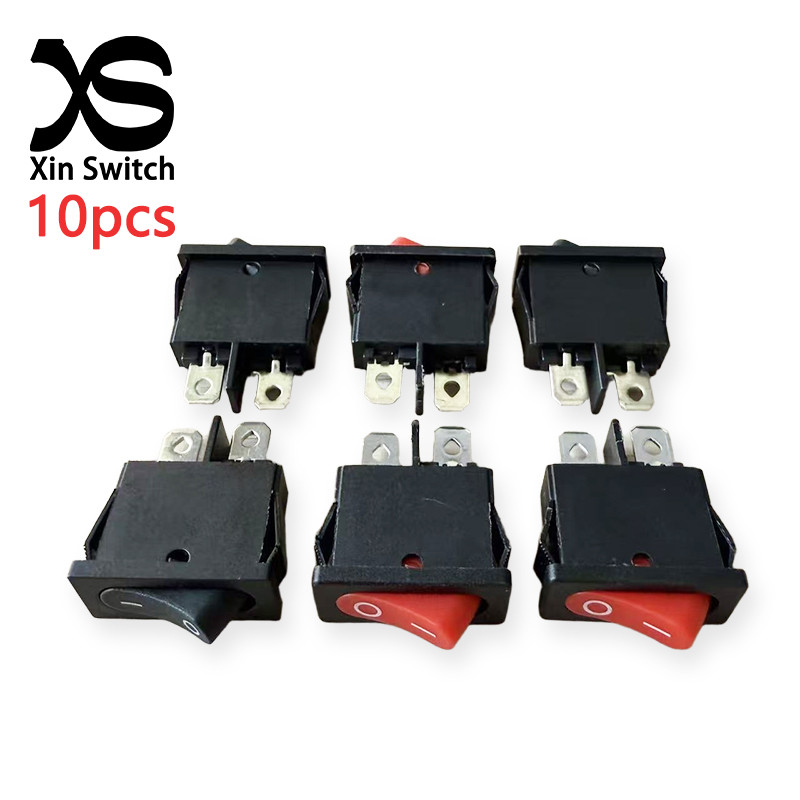 10PCS KCD1-110 บางแบนรูปร่าง Rocker สวิทช์ 2-Pin 2-Position สีแดง-สีดํา 6A 250VAC/10A 125VAC 9.5 * 21 มม.เครื่องมือสวิทช์ขนาดเล็ก
