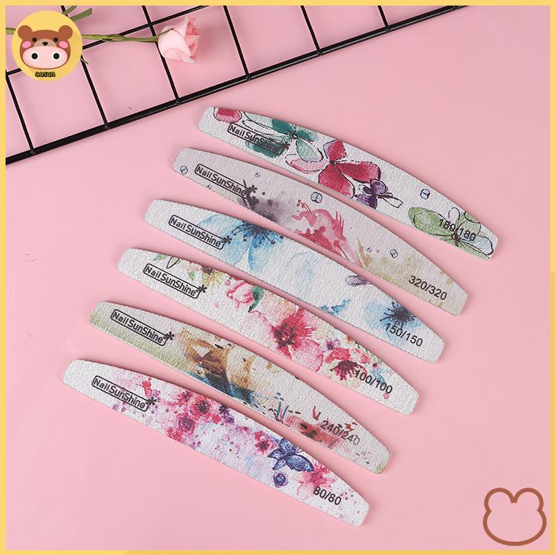 Aosun 5PCS 80/100/180/240/320 ตะไบเล็บบัฟเฟอร์ขัดเล็บสองด้านเครื่องมือ VN