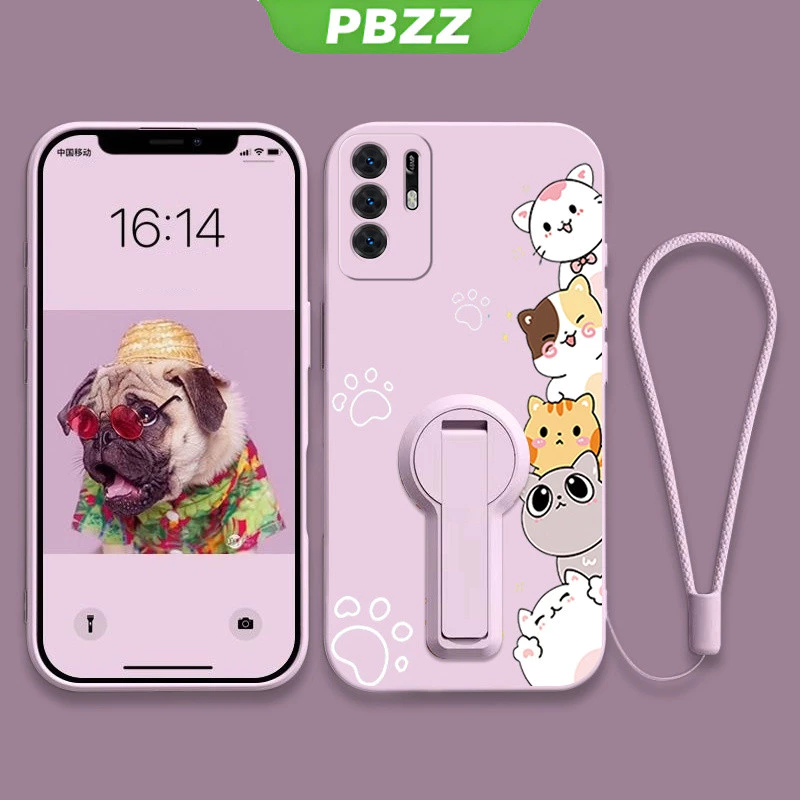 PBZZ FOR เคส Case สำหรับ OPPO Reno 6 4กรัม OPPO A16 OPPO Reno 6Z 5กรัม OPPO reno6 Z 5กรัมโทรศัพท์ปลอก softcase ซิลิโคนเหลวกันกระแทกปกการออกแบบใหม่ความงามการ์ตูนแมวกับผู้ถือ YTXZDZMM01