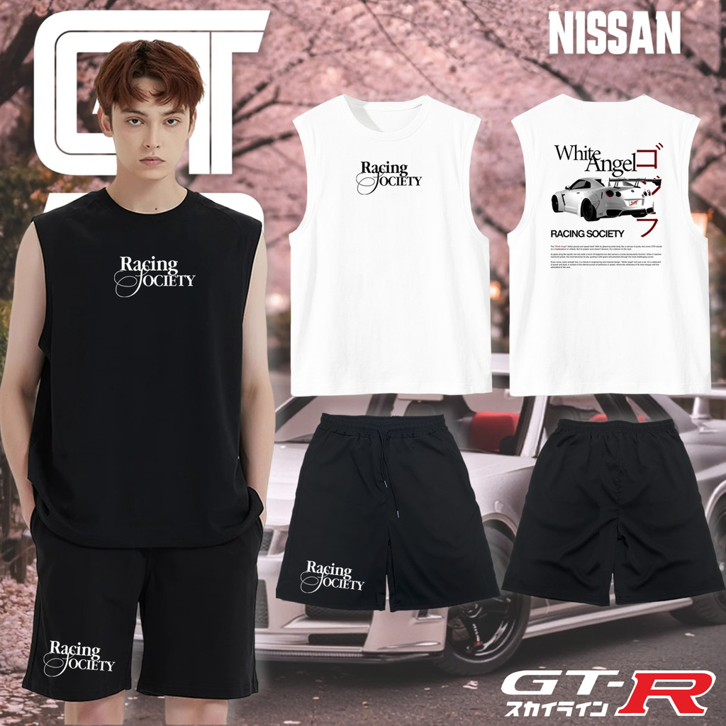 【Tanks and Shorts】 Nissan GTR Nismo Pattern GTR R32 R33 R34 R35 เสื้อกล้ามสำหรับผู้ชาย แขนกุด เสื้อย