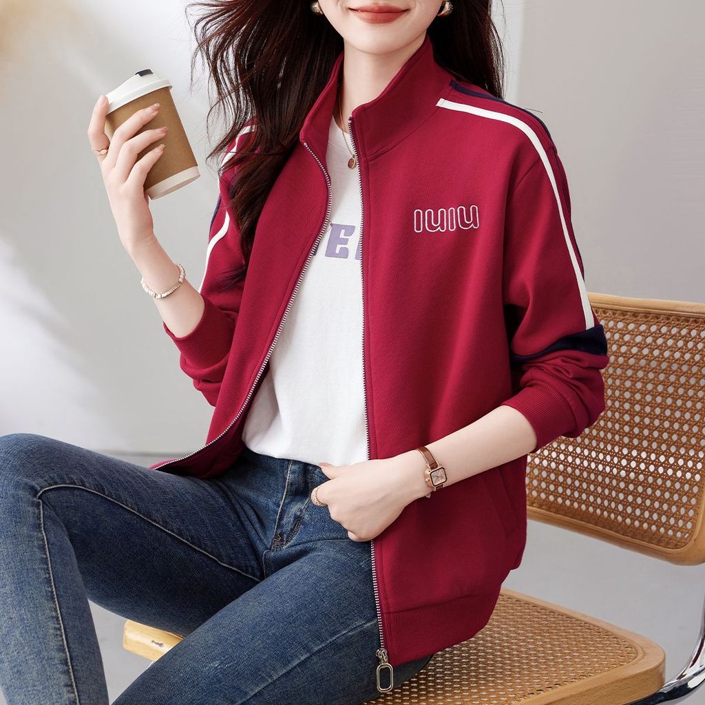 เสื้อผ้าบางใหม่แจ็คเก็ตแฟชั่นลําลองระดับไฮเอนด์กีฬาคอปกสไตล์เสื้อกันหนาวฤดูใบไม้ร่วงปลาค็อดฤดูใบไม้ผ