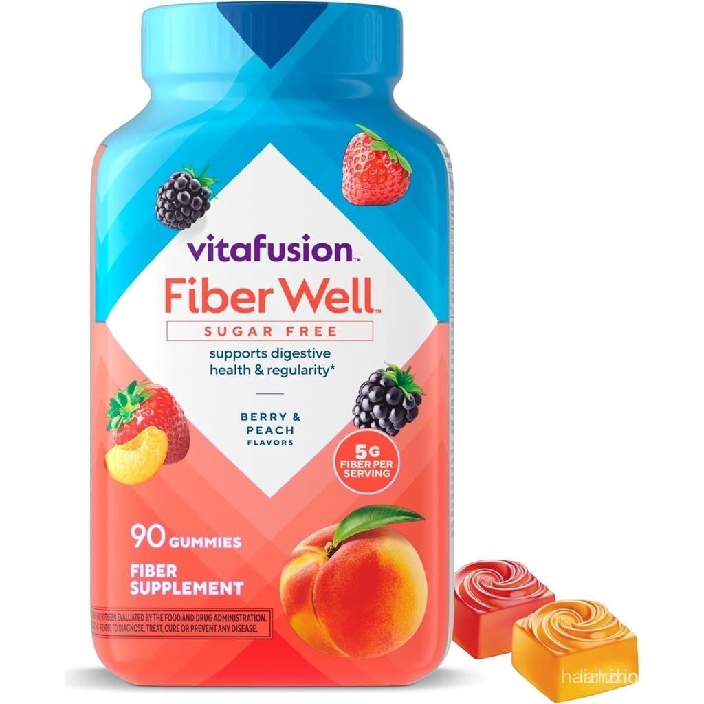 Vitafusion Fiber Well Sugar-free Fiber Supplement,Peach,Strawberry and Blackberry Flavor Supplement,