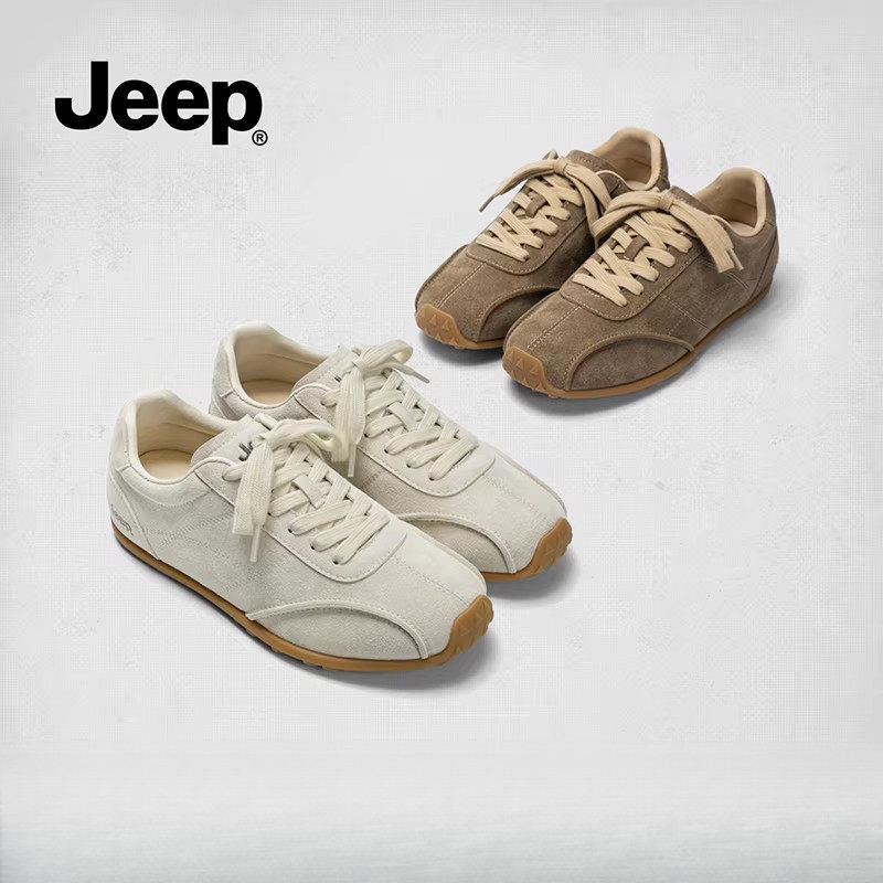 Jeep 2026 สไตล์ใหม่ฤดูใบไม้ผลิฤดูร้อน Flat Commuter All-Match Soft Sole Anti-Slip Laced-Up Travel รองเท้า