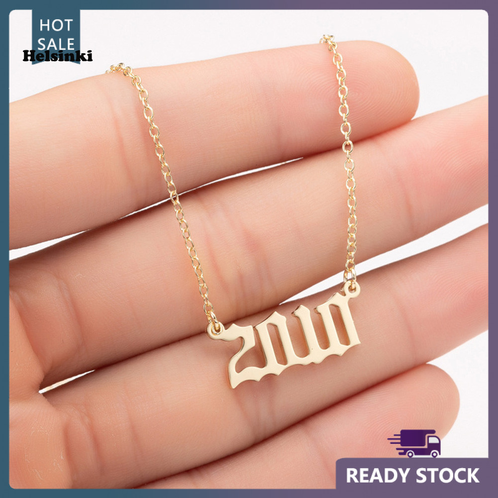 HLS 1980-2019 ปีเกิดจํานวน Charm จี้สแตนเลสสร้อยคอสร้อยคอเครื่องประดับ