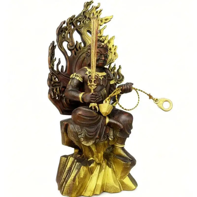 Fudo Myoo Ming King พระพุทธรูปไม้แกะสลัก tantric พระพุทธรูปบ้าน retro feng shui มงคลตกแต่ง