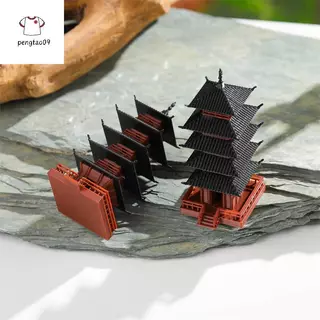 Pengatao09 Mini Pagoda รูปปั้นจีนโบราณอาคารรุ่น Pavilion ตกแต่งจําลองรูปปั้น Zen Garden Aquarium บอนไซตกแต่งใหม่