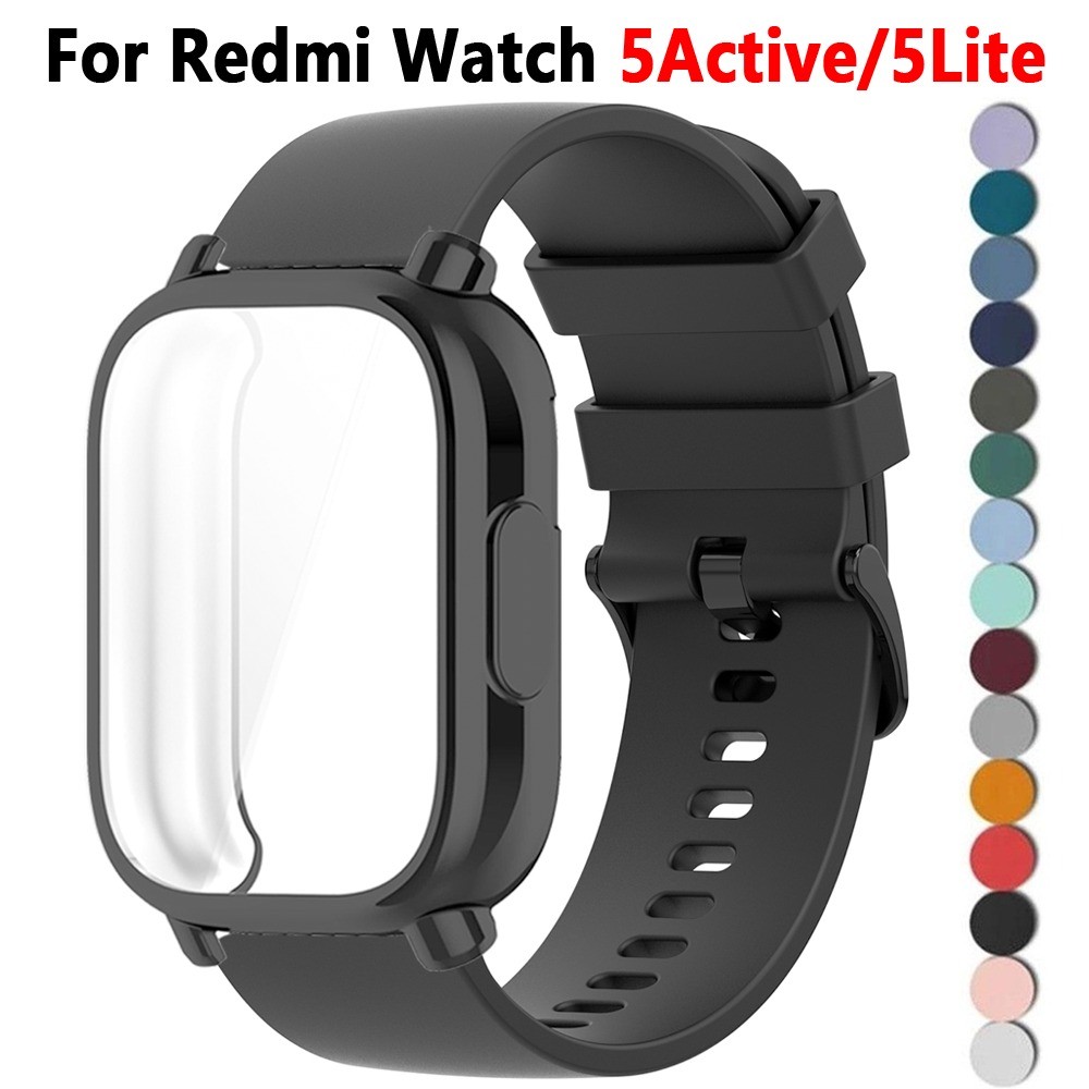 สายซิลิโคน + เคส TPU สําหรับ Redmi Watch 5Active Sport Band หน้าจอเกราะป้องกันสําหรับ Redmi Watch 5Lite