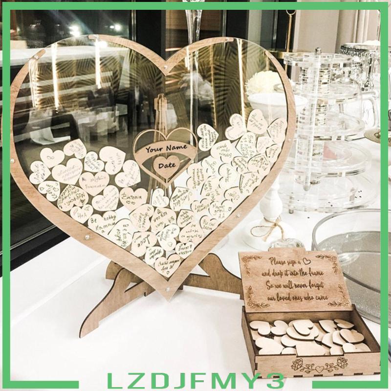 [Lzdjfmy3] Heart Shaped 3D Wedding Guest Book Drop Box Guest Registry สําหรับแผนกต้อนรับงานแต่งงาน