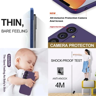 สําหรับ Samsung Galaxy A57 A37 A17 A07 A16 A26 A36 A56 Luxury Square ซิลิโคนเหลวเคสโทรศัพท์สีทึบกันกระแทกกันชนนุ่มฝาครอบ