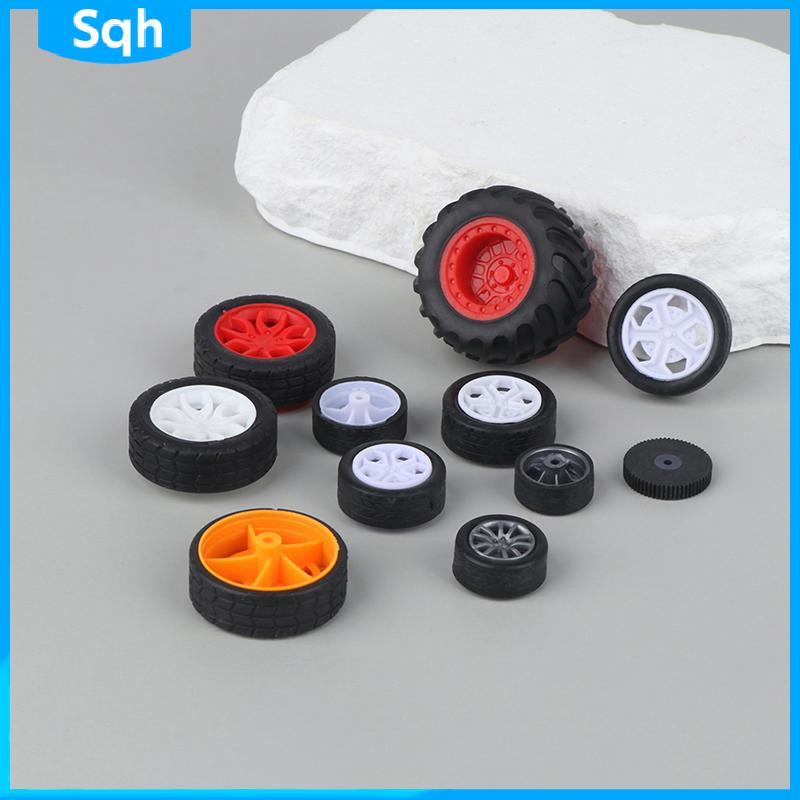 Bri 10PCS PC ของเล่นล้อยางขอบ Tyres DIY Mini เทคโนโลยี 4WD ยางที่มีสีสันหลุม Dia 2 มม.2.5 มม.3 มม.สําหรับ RC รุ่นรถยนต์ Toycars Part ywr