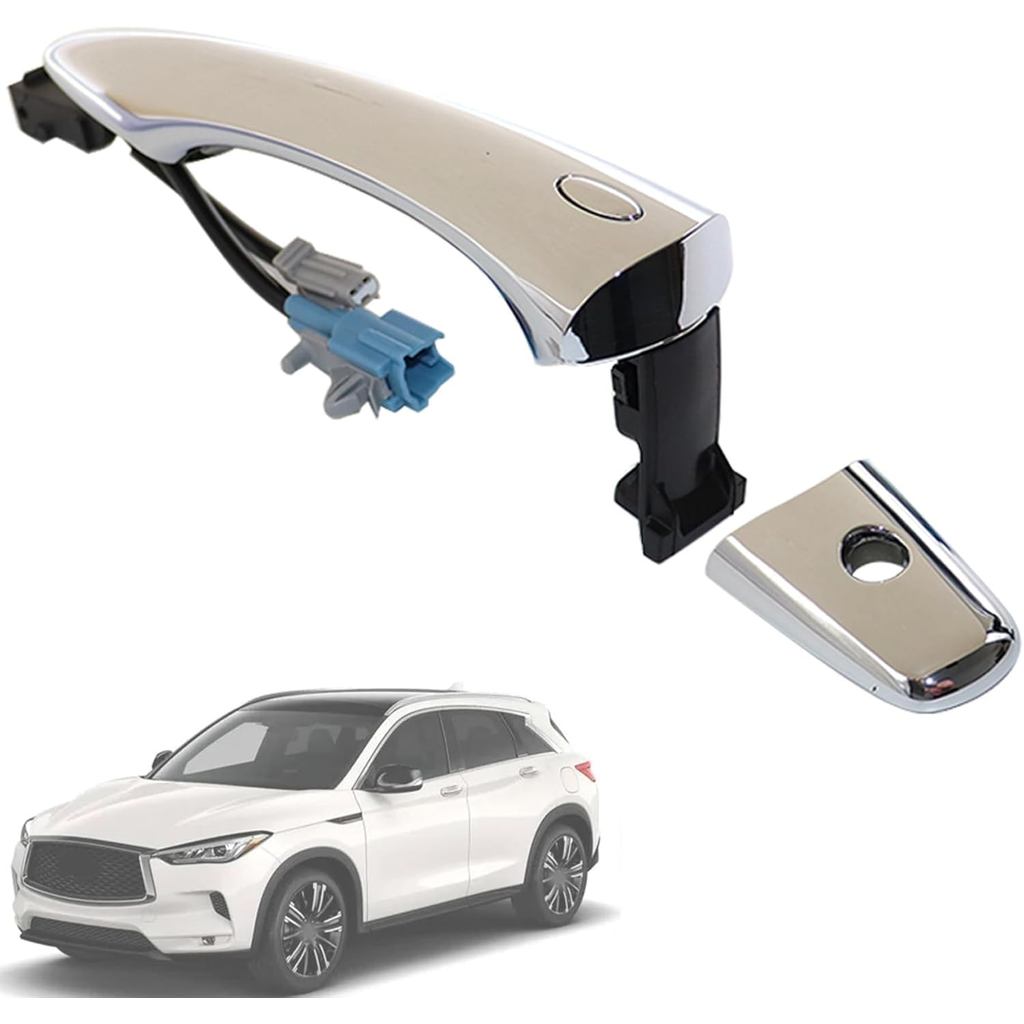 XQSMWF Chrome ภายนอกประตูด้านหน้าไดร์เวอร์ซ้ายด้านข้าง Fit สําหรับ Infiniti EX35 FX35 FX50 QX50 QX56