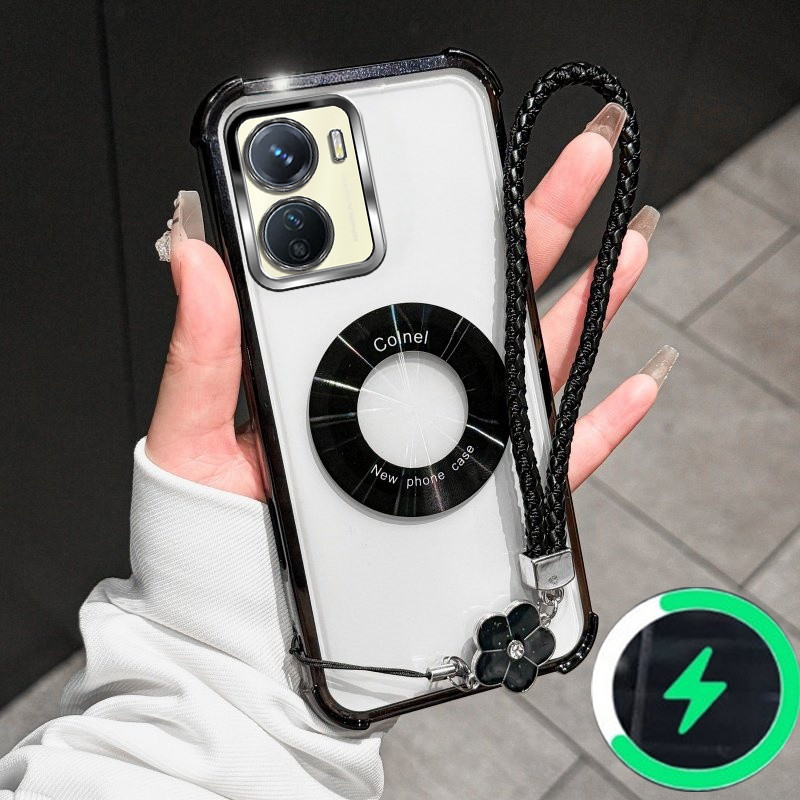 เหมาะสําหรับ Vivo Y16 4G Y56 Y35 5G เคสโทรศัพท์เปลือกนิ่มโปร่งใสพร้อมสายคล้องมือเรียบง่ายและกันกระแท