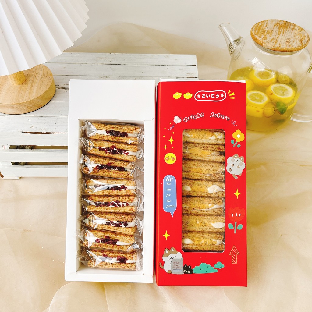 Influencer Snacks Taiwan Cube Crisp ไข่แดงเค็ม Crispbread ข้าวโอ๊ต Melaleuca Crisp Nougat แซนวิช Nou