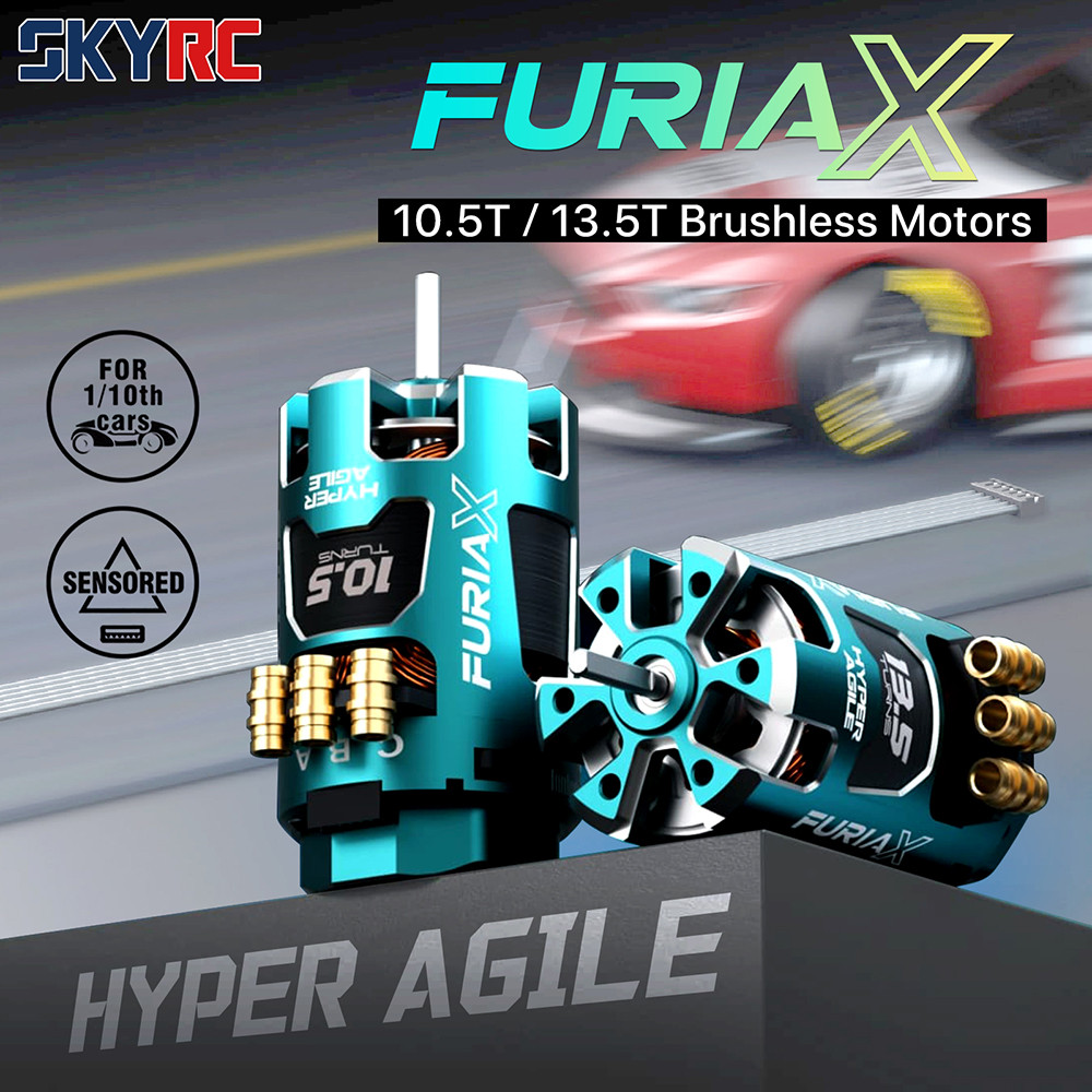 SKYRC FuriaX Hyper Agile 10.5T 13.5T Sensored มอเตอร์ไร้แปรง 1-3S Lipo 3.175 มม.สําหรับ 1/10 RC Drif