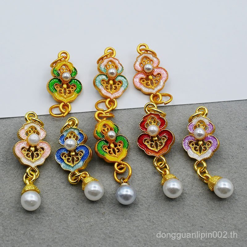 ชุดเชิ๊งแซ่มีกระดุม ไข่มุกเงาสไตล์ราชยิ อุปกรณ์เสริมสำหรับสร้อยคอและต่างหู XCX8