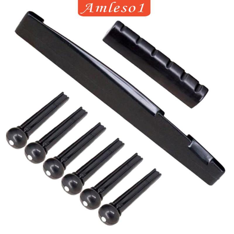 [Amleso1] 6x Acoustic Guitar Bridge Pin & Guitar Saddle & Guitar Nut Kit Luthier Tool
