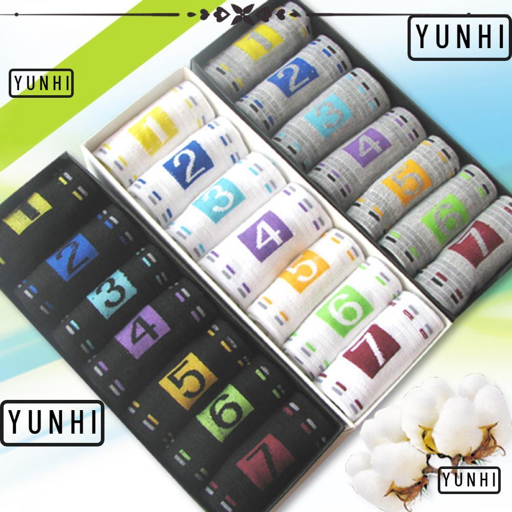 YUNHI 7 คู่ Week Socks Comfy Fashion Crew