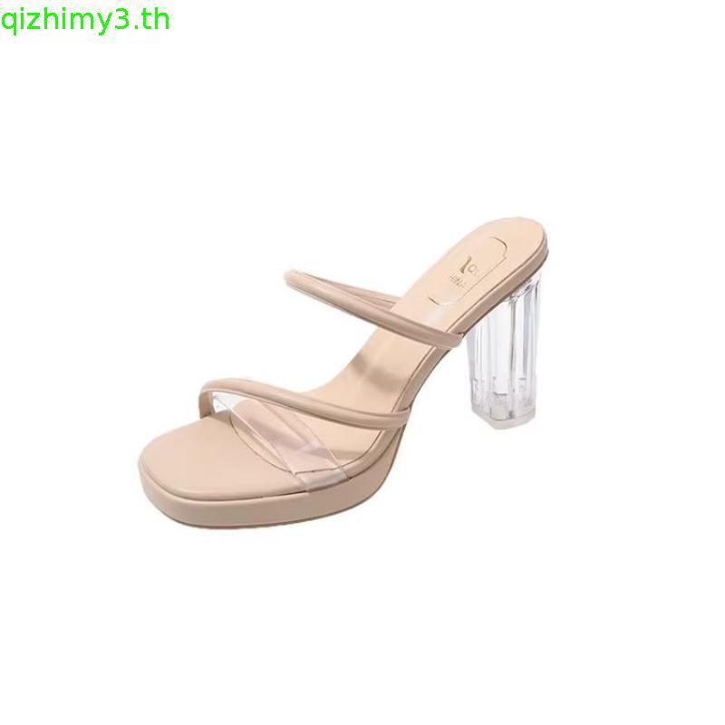 heels heels for women 2024 ผู้มีอิทธิพล ร้อนขายหนึ่งคําสายรัดสไตล์นางฟ้าเพิ่มความสูงรองเท้าเดียวขนาด