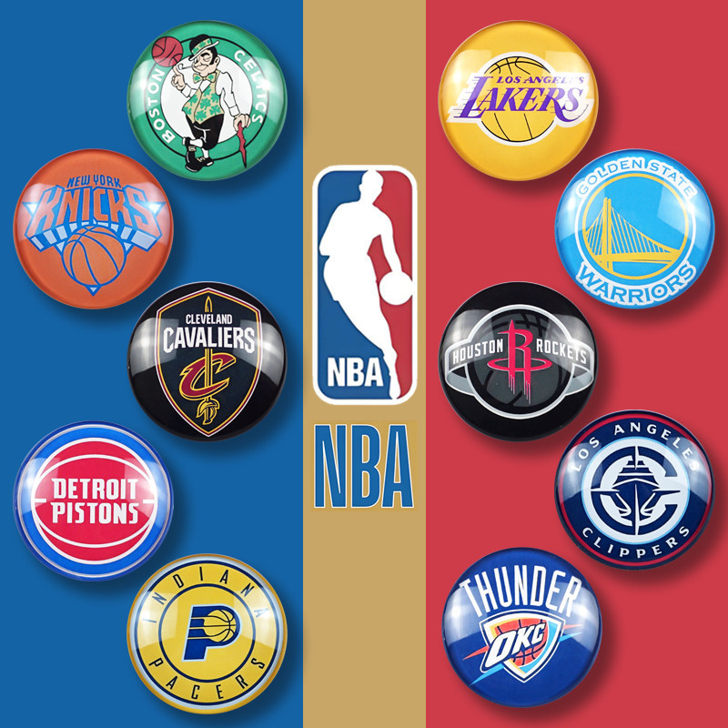 Creative แก้วคริสตัลตู้เย็นสติกเกอร์แม่เหล็ก NBA Lakers Warriors Speedboat Rocket ทีมโลโก้สติกเกอร์แ