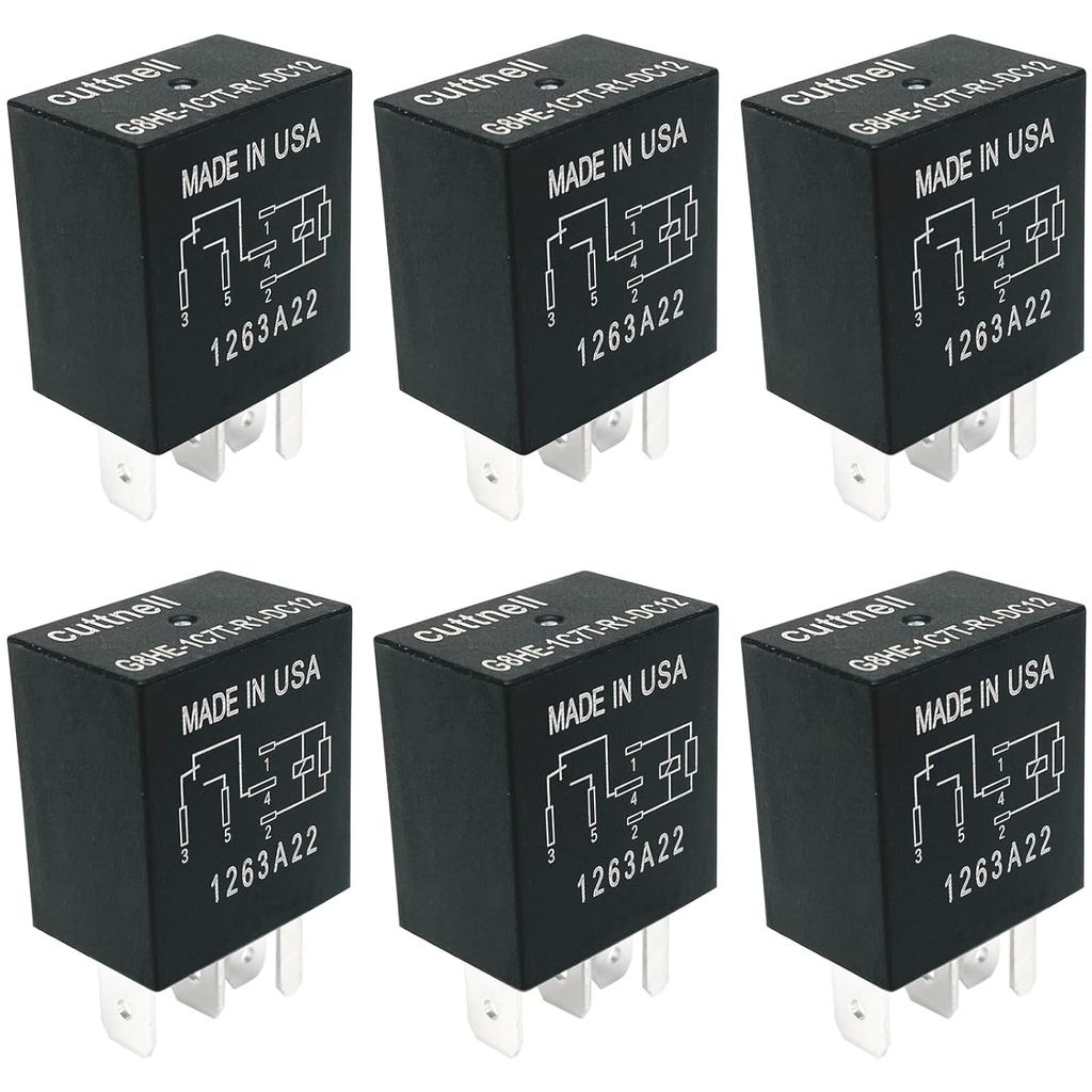 6-Pack G8HE-1C7T-R1-DC12 รีเลย์ 12VDC 40A 5-Pin SPDT High-Current รีเลย์ยานยนต์ - ใช้งานร่วมกับเลือก