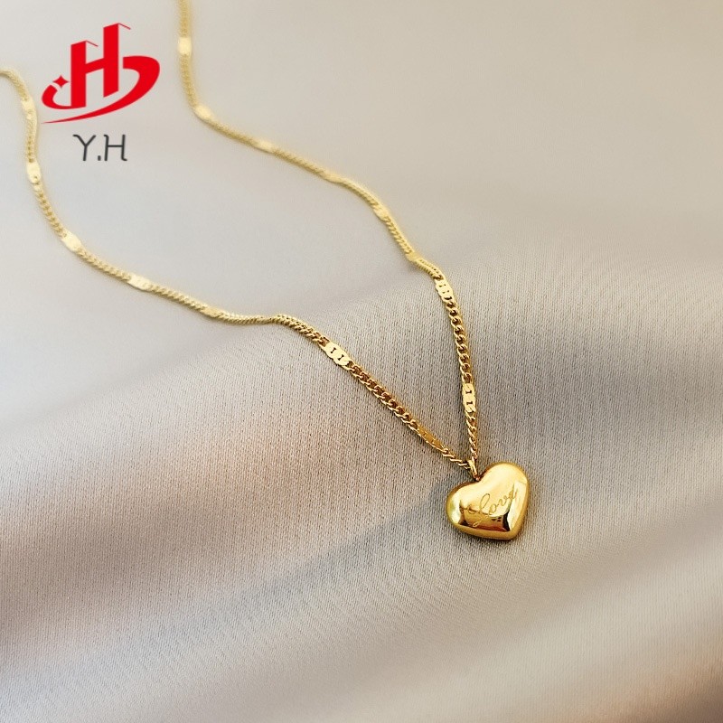 Y.H 316L ง่าย หัวใจ 18K พอดีกับสร้อยคอสแตนเลสของผู้หญิง
