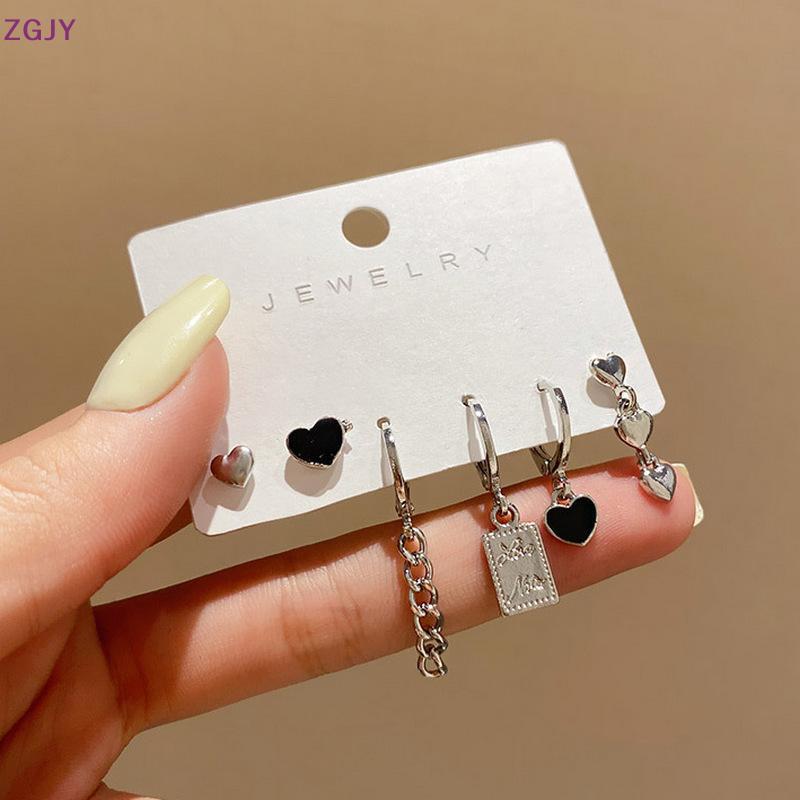 TEROK 6 ชิ้น Y2K ต่างหูหัวใจชุดสําหรับผู้หญิงสาว Vintage Aesthetic Studs เครื่องประดับอินเทรนด์อุปกร