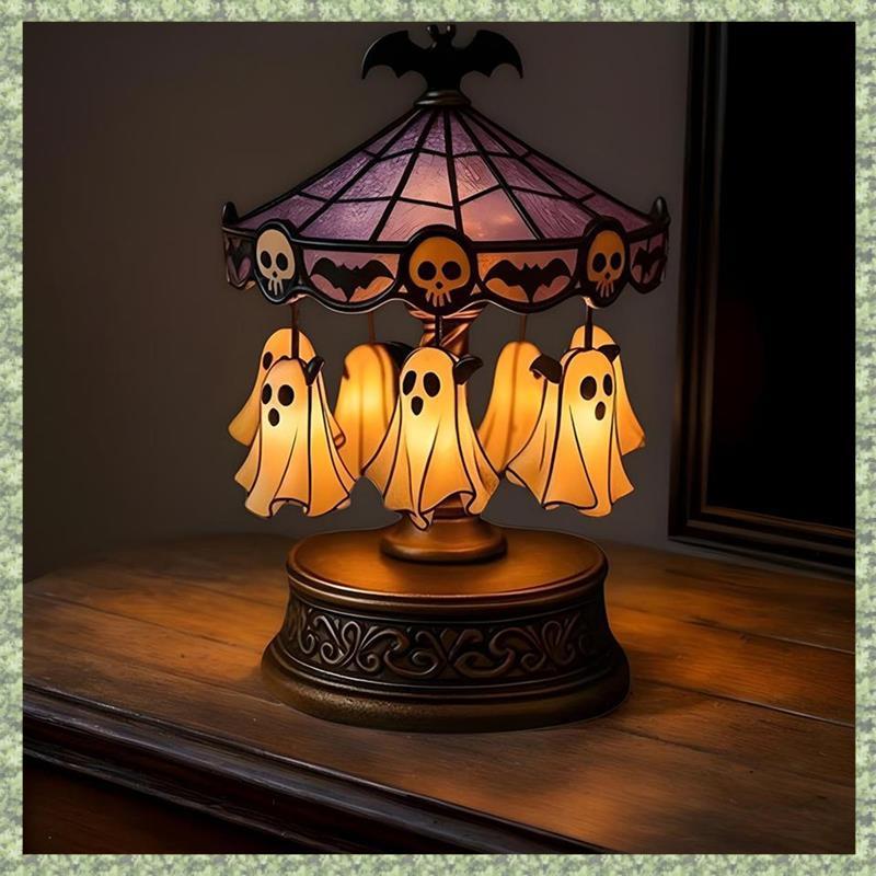 (KT) Light Up Ghost Carouse ฮาโลวีน Spooky Light Up Ghost Carousel ฮาโลวีน Spooky Ghost ในร่มตาราง D