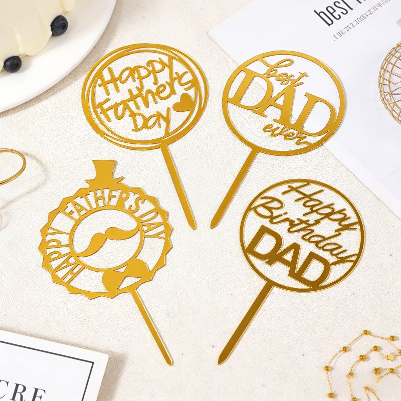 Luxury Gold Mirror Finish Cake Topper Bundle with Heart & Mustache Accents