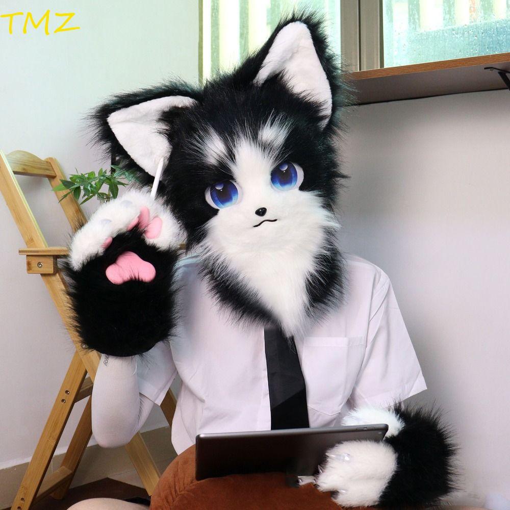ถุงมือลายแมวสำหรับคอสเพลย์ Fursuit Kigurumi แบบอบอุ่นและน่ารัก(TMZ14968)