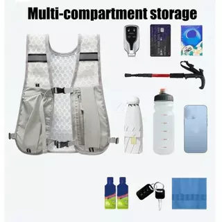 【COD】เสื้อกั๊ก ทำจากไนลอนกันน้ำ น้ำหนักเบาที่มีที่เก็บขวดน้ำและโทรศัพท์ สบายต่อการวิ่งและการปั่นจักรยาน