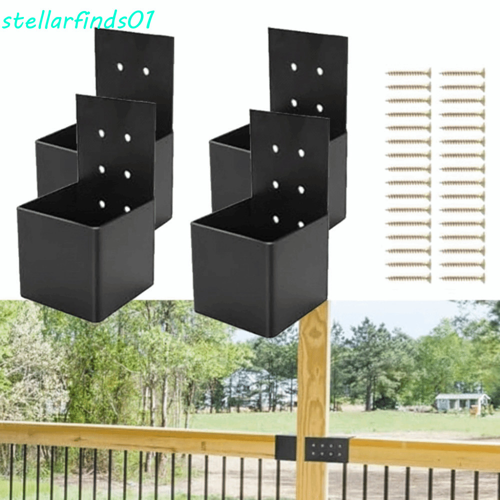 STELLARFIND Pergola Bracket, สีดําติดผนัง Deck Railing Connector, สกรูโลหะ Heavy Duty ทนทาน Pergola 