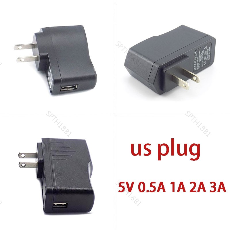 110-240V อะแดปเตอร์ USB 5V 1A/1000mA ใช้งานร่วมกับ 5V 0.5A/500mA 2A 3ACharger US ปลั๊กอะแดปเตอร์แปลง TH18B1