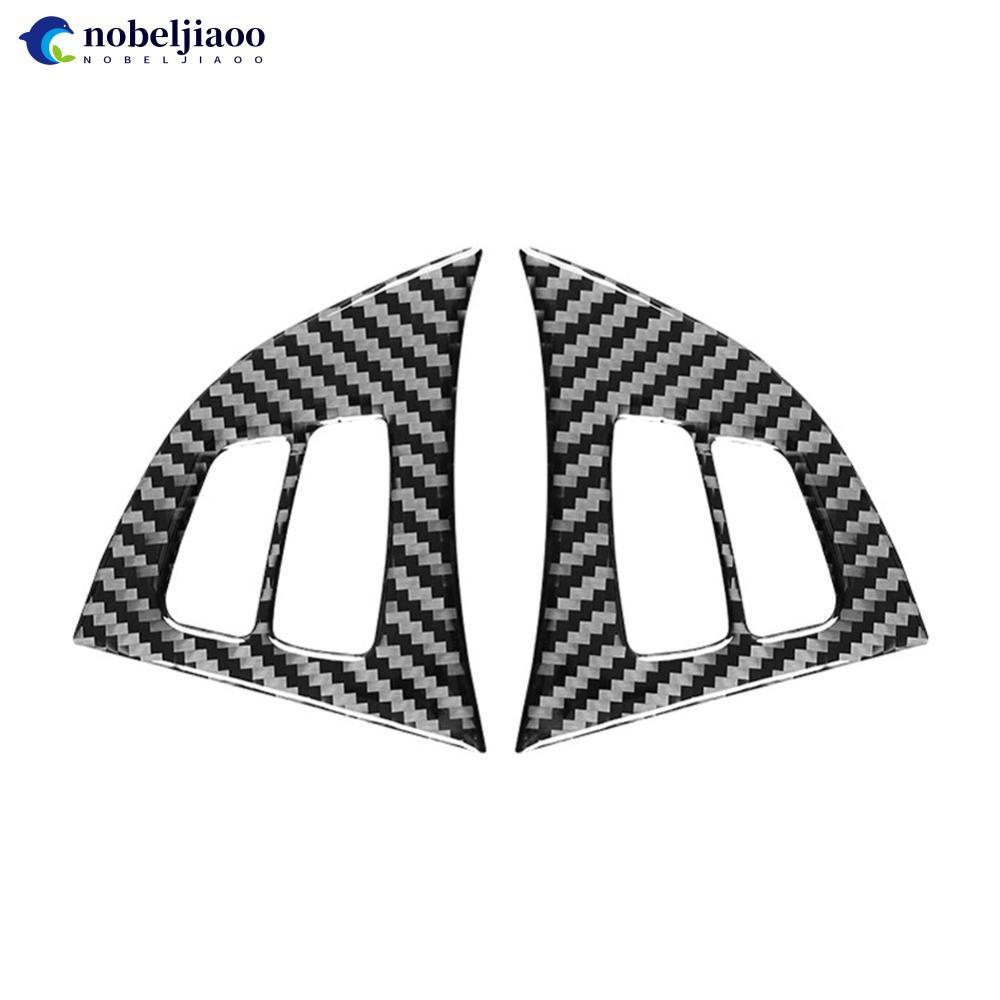 NOBELJIAOO 2 ชิ้นรถคาร์บอนไฟเบอร์รูปแบบพวงมาลัยแผงปุ่ม Trim สติกเกอร์สําหรับ BMW X5 X6 E70 08-13 อุป