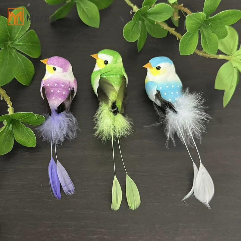 Marbit น่ารักนกประดิษฐ์โฟมปลอมสัตว์จําลอง Feather นกรุ่น Tit DIY Craft บ้านสวนเครื่องประดับตกแต่ง null
