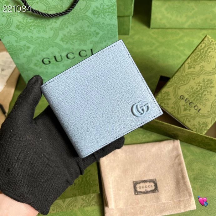 Gucci Gucci High-End Boutique สินค้าใหม่ผู้ชายกระเป๋าสตางค์สั้นกระเป๋าผู้ชายกระเป๋าสตางค์ผู้ชายทําจา