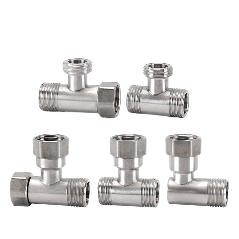 YHD1 Toiletry T อะแดปเตอร์ T วาล์วอุปกรณ์สามทางสําหรับ Bath Bidet Sprayer ฝักบัวเชื่อมต่อมุมวาล์วท่อ 304 สแตนเลส