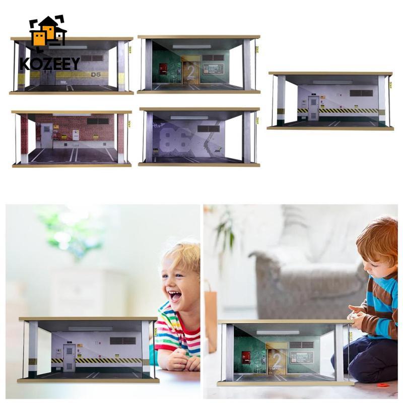 KOZEEY อะคริลิค 1/18 Scale พื้นหลัง Diorama จําลองที่จอดรถ Lot Double Garage