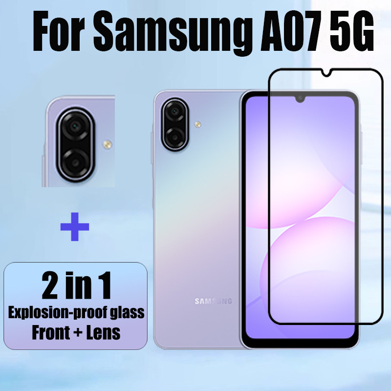 2 in 1 ฟิล์ม Samsung A07 5G ป้องกันหน้าจอ สำหรับ กระจกนิรภัยสําหรับ สำหรับ Samsung Galaxy A17 A56 A36 A35 A55 A16 A06 A05 A05s A54 4G 5G 2026 กระจกนิรภัย Flim + ฟิล์มกล้อง