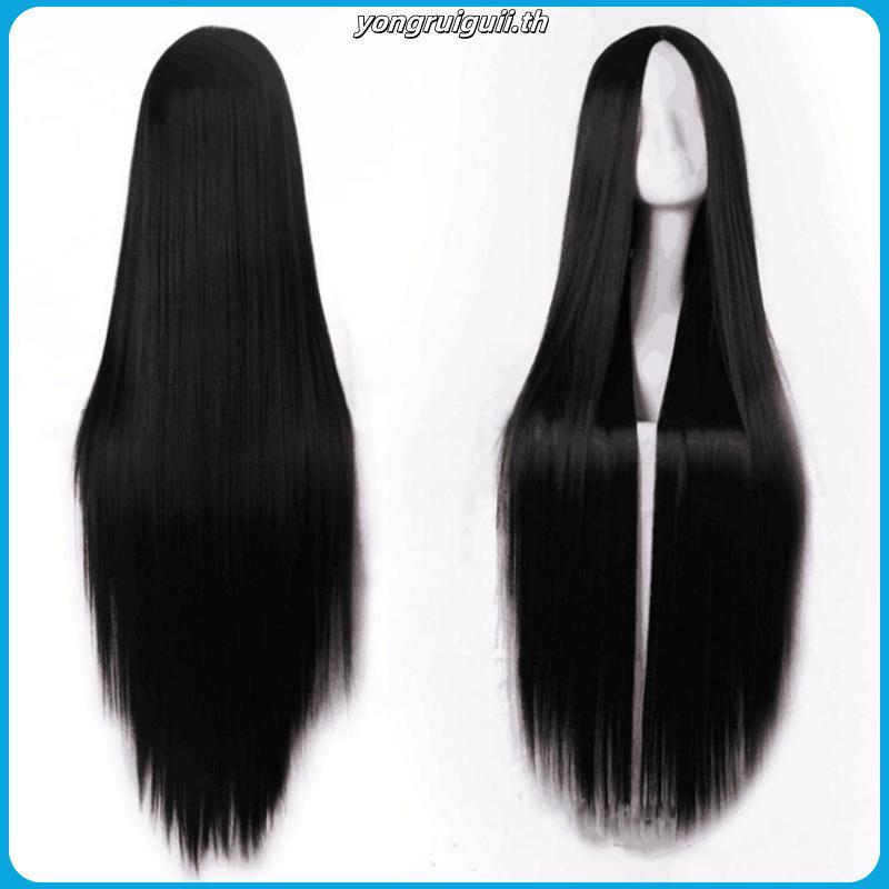 【TR】วิกผมยาว เรียบตรง ทนความร้อน สีดํา สําหรับงานรื่นเริง คอสเพลย์ฮาโลวีน TCH